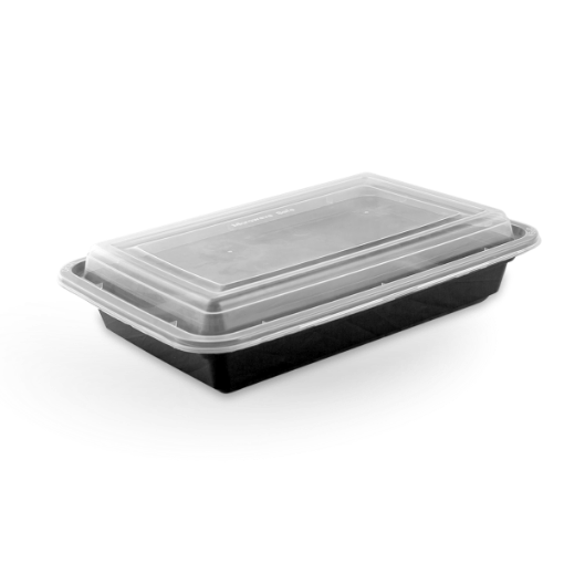 Picture of MIC.CONT.RECT. 32 OZ BLK. W/LID (RE32)PGL