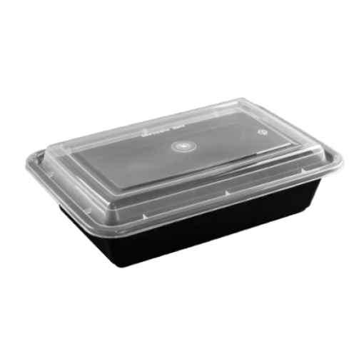 Picture of MIC.CONT.RECT. 38 OZ BLK. W/LID (RE38)PGL
