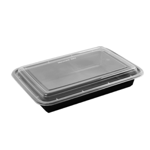 Picture of MIC.CONT.RECT. 48 OZ BLACK. W/LID (RE-48)PGL