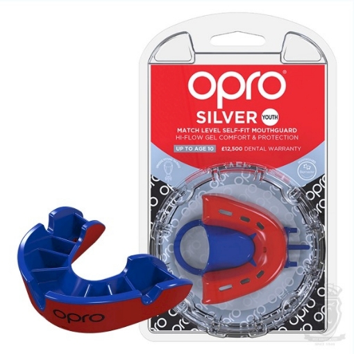 Picture of  Silver Opro Gen 4 Mouth Guard - Red / Blue (Junior)