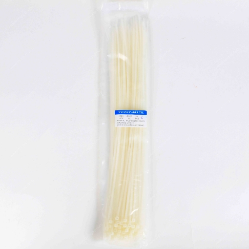 صورة أربطة ربط بسحاب من النايلون متعددة الأغراض - (100 قطعة)  4 × 400 مم. ربطات كابل ذاتية القفل. أبيض