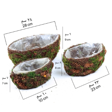 صورة Hand Made Wicker Plants Basket Ovel Style 3 Pcs