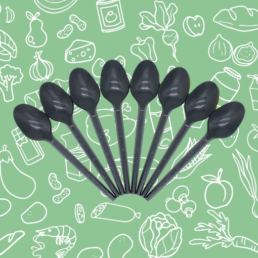 Picture of Black Plastic Spoon 50 Pcs