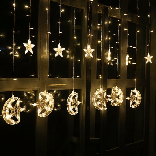 Picture of  Moon Star Icicle Led Curtain Fairy String Light