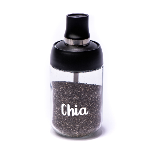 Picture of Long - Glass jar with plastic lid and spoon( 1 piece)