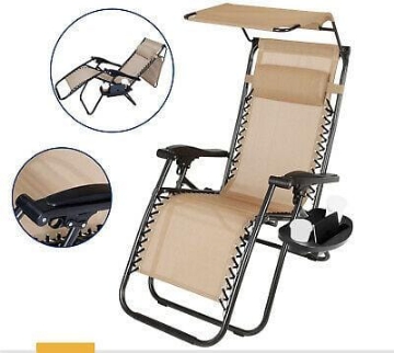 Picture of Zero Gravity Chair Lounge Patio Chairs with canopy Cup Holder