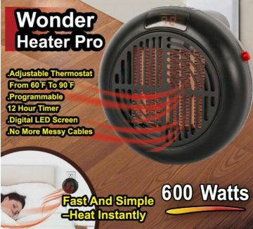 Picture of Mini Electric Heater, Portable Plug-In Wall Adjustable 600W