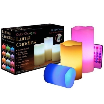 صورة Luma flameless wax candles with remote control and timer, set of 3
