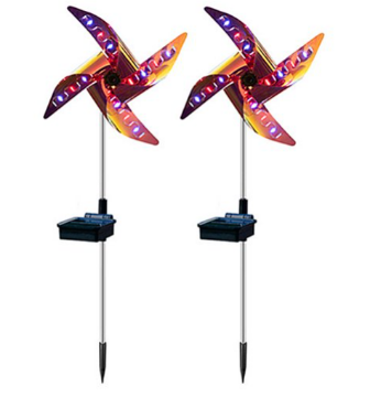 صورة Lights Solar Powered Wind Spinner Outdoor Windmill Lamps 2 Pieces