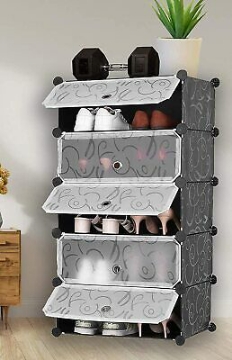 Picture of 5 Tier Shoe Rack, Plastic Shoe Organizer