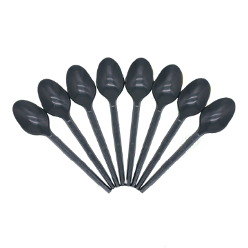 صورة ملعقة بلاستيكية سوداء 50 قطعة 