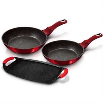 Picture of BH Frypan & Grill 3 Pc 22+26+36 CM Burgundy 
