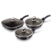 Picture of BH 6 pcs frypan set 22+26+28 CM with glass lid Burgundy 